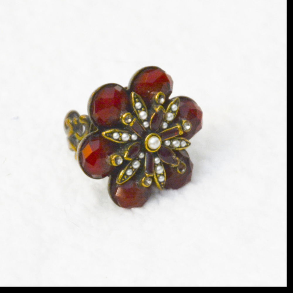 Ollipop Red Flower Statement Ring - image 1